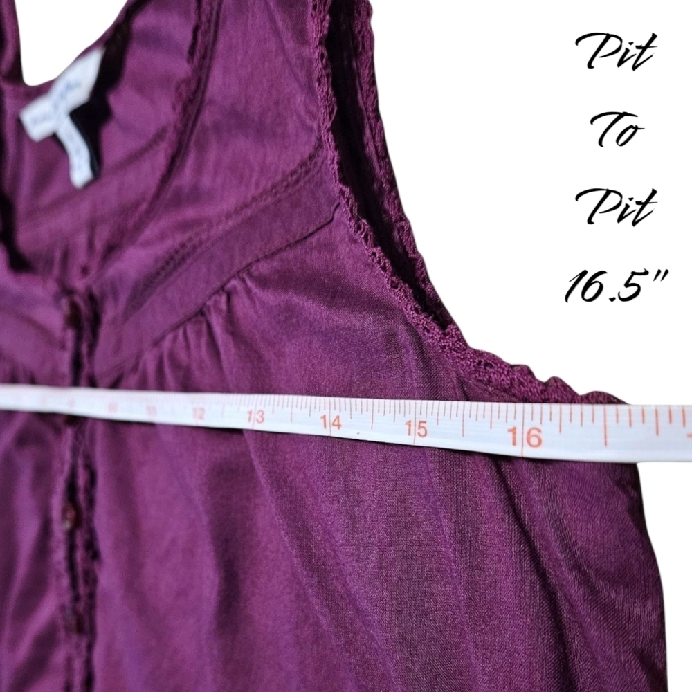 AEO Purple Ruffle Hem Tank Top Sz 4 Crochet Trim Boho Cottagecore 100% Cotton - Picture 10 of 12